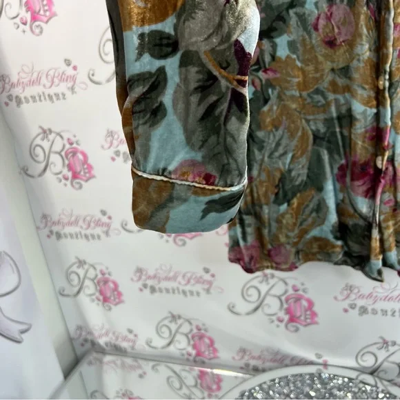 Soft Surroundings silk button down shirt velour feel Multicolor Velvet Shirt - Picture 9 of 15